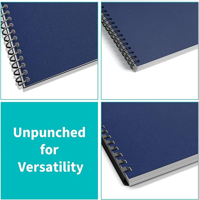 Binditek 12 Mil Sand-Textured Binding Covers, Letter Size, Navy, 50 Pack | Plastic Binding Covers, 8.5" x 11", Subtle Matte Finish, Square Corners, Unpunched, Ideal for Business Reports and Proposals