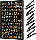 DisplayGifts Building Block Toy Minifigures Miniatures Thimble Display Case Wall Cabinet Standing Plates Included, 2.25" Shelf Height UV Protection Door Black Finish Frame