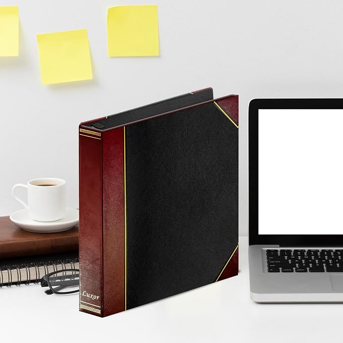 Performore Professional Luxor 3 Ring Binder 1.5 Inch Locking Slant Angle D-Rings, Maroon Turned Edge Flat, Durable Heavy Duty Presentation Folder Binder for Documents Paper Files Projects