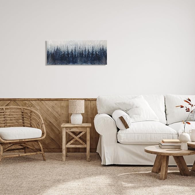 Rustic Blue Forest Tree Line, 13 x 30 Inch Canvas Wall Art | Stupell Industries · By Carol Robinson · Ready to hang · Cabin and lodge decor · Made in USA