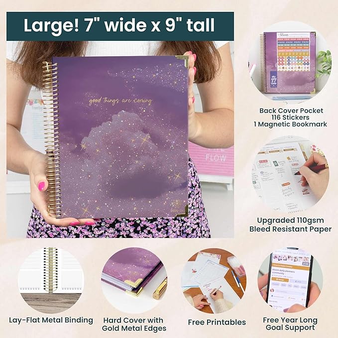 bloom daily planners 2026-2027 Hardcover Academic Year Goal & Vision Planner (July 2026 - July 2027) - 13 Months Weekly & Monthly Agenda Organizer - 7.5" x 9" - Good Things Are Coming