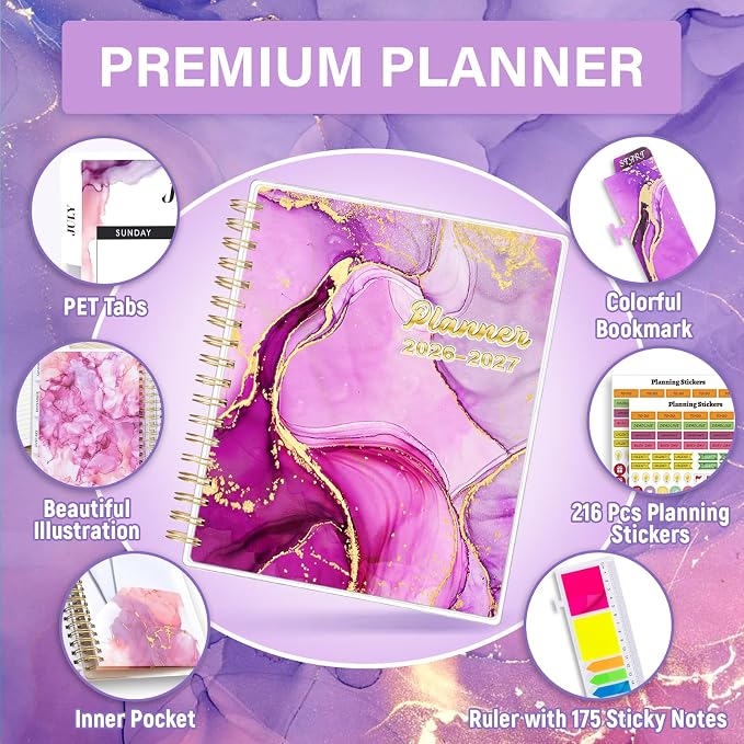 Planner 2026-2027, 18 Months Academic Daily Weekly Monthly Calendar Planner