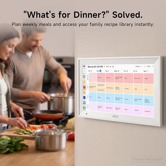 AOC Digital Calendar Wall Touch Screen, 15.6" Smart Electronic Wall Planner