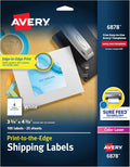 Avery Print-to-the-Edge Printable Shipping Labels, 3.75" x 4.75", Matte White, Sure Feed Technology, Laser & Inkjet Compatible, 100 Blank Labels, Great for Mailing, Branding, and More (6878)
