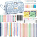 62PCS Aesthetic School Supplies Cute Back to School Supplies Stationary Set | College Preppy Essentials Kit with Large Pencil Pouch Case, Pastel Highlighters Gel Pens Mechanical Pencils for Student Girls