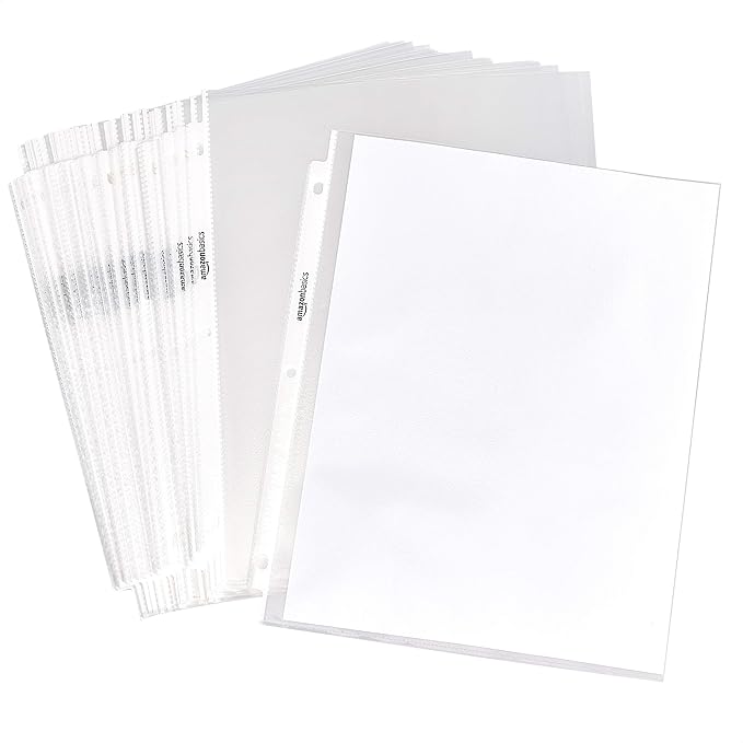 Amazon Basics Sheet Protectors for 3 Ring Binder, Non-Glare, Top Loading, Letter Size 8.5 x 11 in, Clear, 1200-Pack