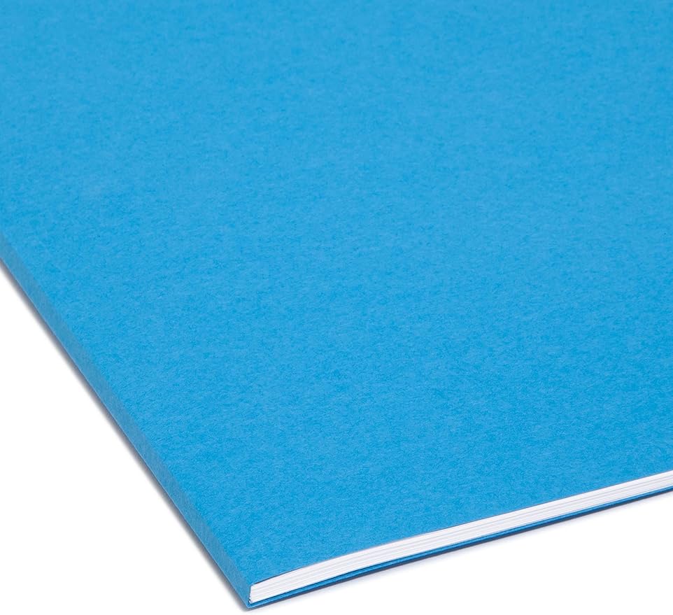 Smead Interior File Folder, 1/3-Cut Tab, Letter Size, Sky Blue, 100 per Box, Expandable File Folders for Filing Cabinet
