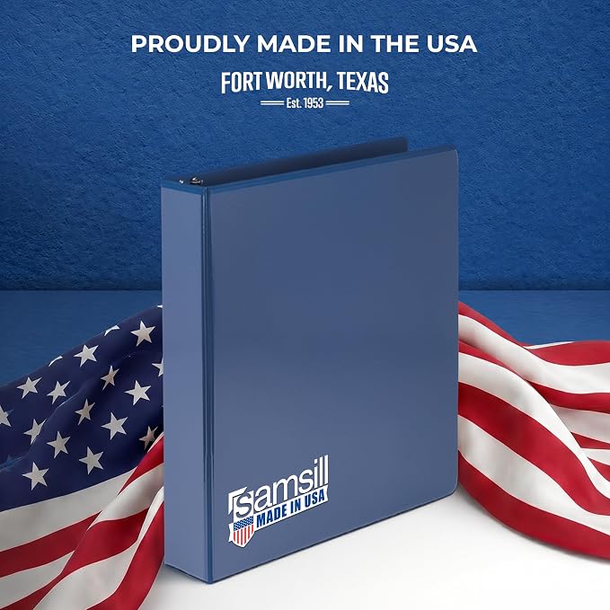 Samsill Economy 1.5 Inch 3 Ring Binder Round Ring Binder, Non-Stick Customizable Cover, Dark Blue (18502)