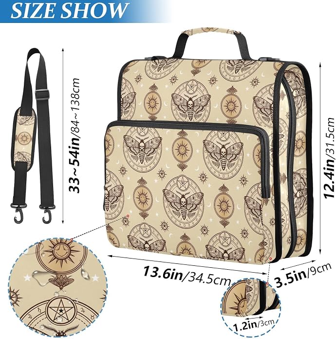 Zipper Binder Bag 3 Ring File Folder Portfolio Organizer Zippered Binder Bags with Strap Fits Laptop Women Men