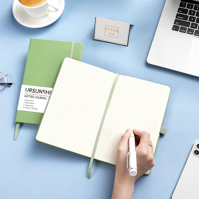 Dotted Journal/Notebook - Dot Grid Hard Cover Notebook, 5.3'' x 8.26''