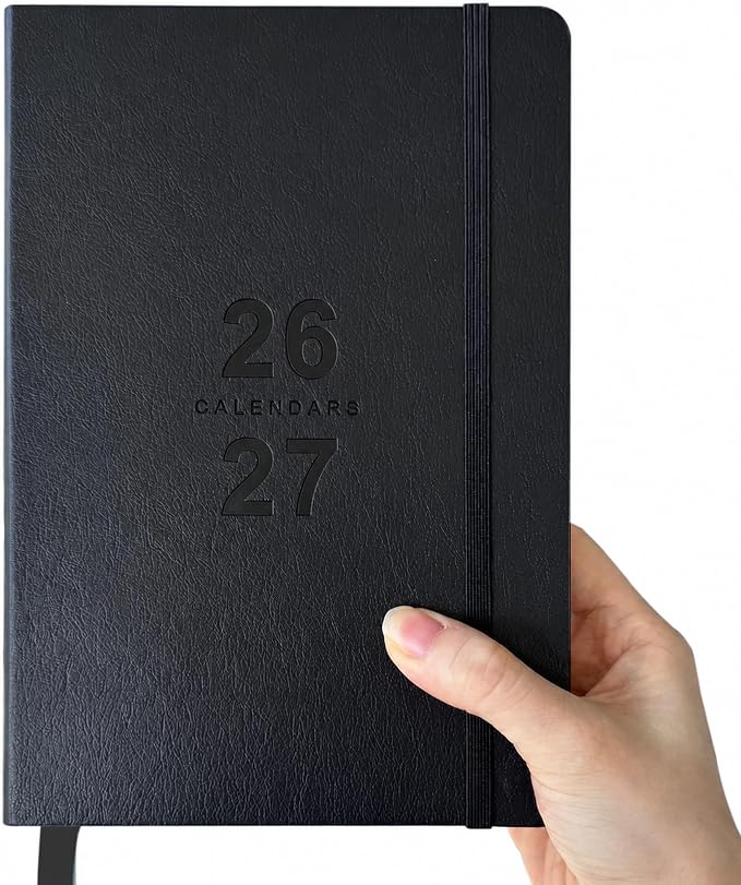 Benkaim Academic Daily Planner 2026-2027 One Page A Day (8.5"x5.8"), Calendar Book with Hourly Schedule, Appointment Book July 2026 to June 2027 Hard Cover (Black)