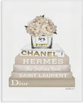 Glam Beige Fashion Bookstack Floral, 16 x 20 Inch Canvas Wall Art | Stupell Industries · By Amanda Greenwood · Ready to hang · Elegant statement for home decor · Made in USA