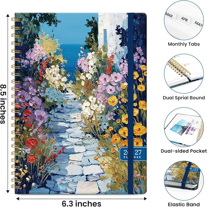 ZOTIA Academic Planner 2026-2027, Monthly & Weekly Jul 2026-Jun 2027 | Garden Passage, 6.3" x 8.5" Calendar Planner for Women, Hardcover Pretty Organizer for Women, School Office Home Supplies