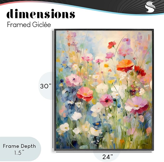 'Wildflower Breeze Impression'| Framed Giclee Art | Stupell Industries | Black, 24 x 30 Inches, Easy to Hang and Sturdy, Made in USA, by Creative Studio
