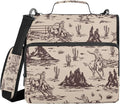 Fisyme Western American Cowboy Zipper Binder 3 Ring with Zipper and Shoulder Strap Large Capacity Multi-Pocket Zipper Binder Organizer