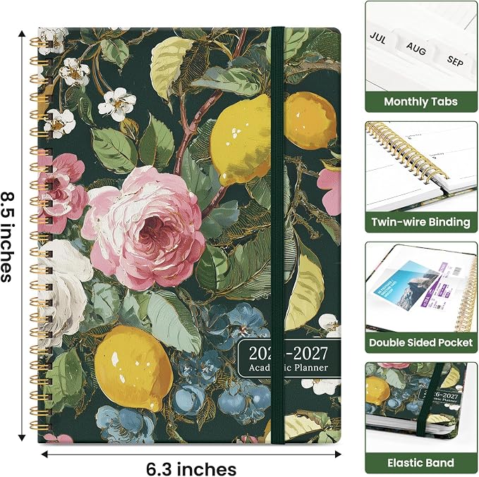 Taja Planner 2026-2027, Jul 2026-Jun 2027 Monthly & Weekly Calendar Planner | 6.3" x 8.5", Hardcover Academic Calendar, Teacher Student Agenda Book with Tabs, School Office Supplies, Colorful Painting