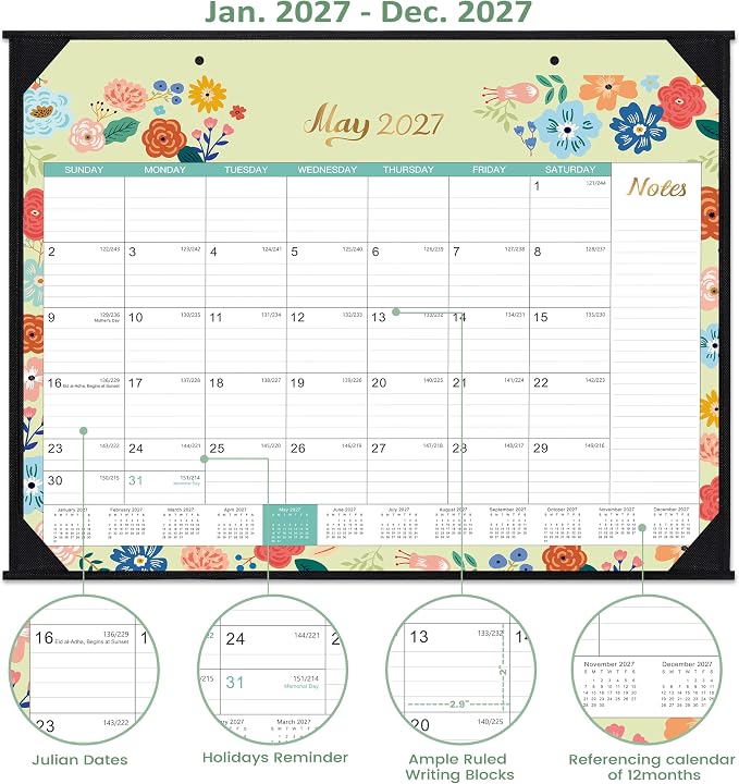 2027 Calendar - 2027 Desk Calendar, 22" x 17", Jan. 2027 - Dec. 2027