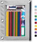 Forvencer Pencil Pouch for 3 Ring Binder, Binder Pencil Case with Binder | Smooth Zipper, Clear Window Pencil Bag with 3 Reinforced Grommets, Big Capacity Pencil Box, School Office Supplies, Grey
