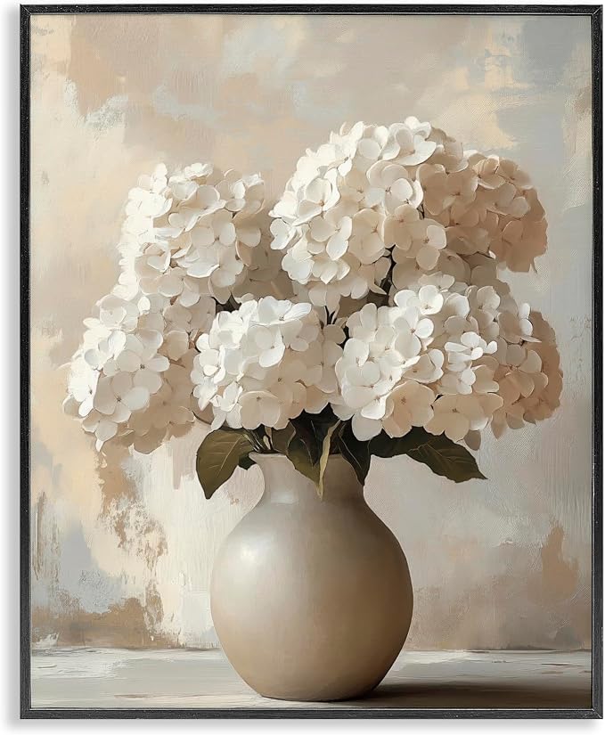 'Vase of Hydrangeas in Bloom'| Framed Giclee Art | Stupell Industries | Black, 11 x 14 Inches, Easy to Hang and Sturdy, Made in USA, by LSR Design Studio