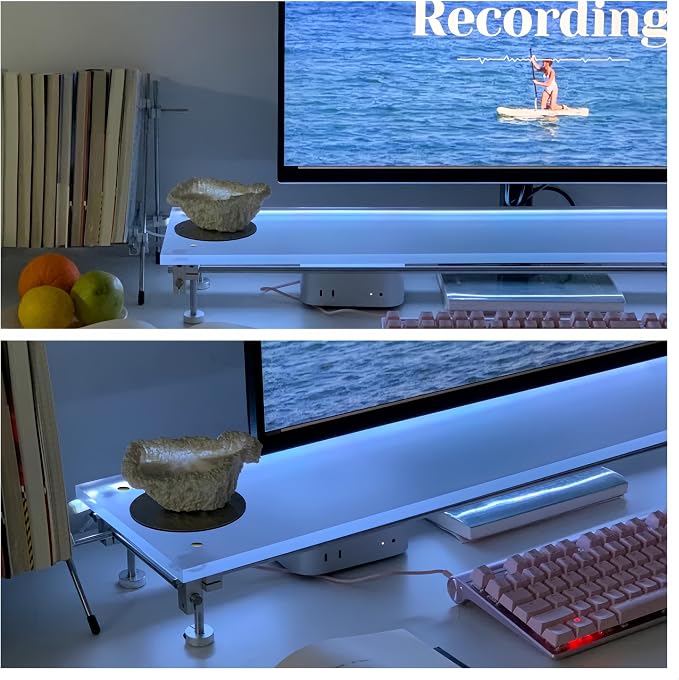 Desk Organizer and Accessories, Computer Monitor Stand for Desk, 31.5" Diy Acrylic Monitor Riser for Desk Accessories