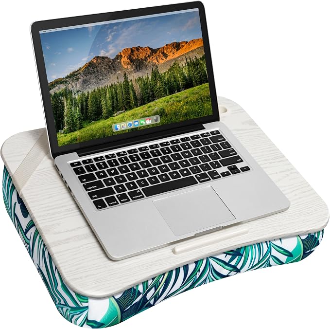 LAPGEAR Designer Lap Desk – Tropical Palm Leaves, Fits 15.6” Laptops