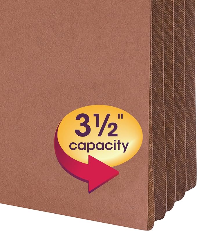 Smead File Pocket, Straight-Cut Tab, 3-1/2" Expansion, Letter Size, Redrope, 10 per Box (73264)