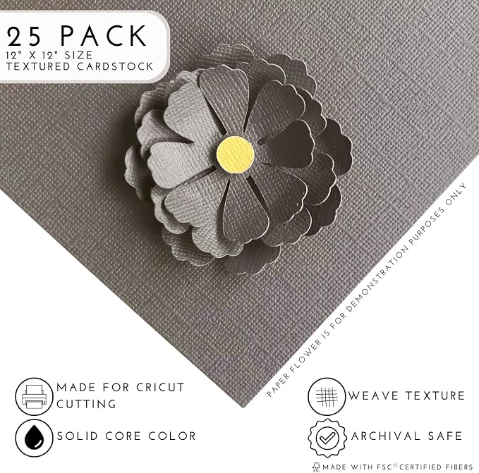 Dolphin—12x12 Textured Cardstock | 80lb Textured Gray Scrapbook Paper | Premium Cardstock for Cricut Cutting | 25 Sheets