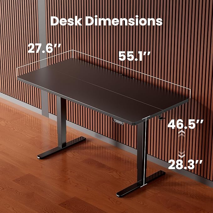 ErGear 55 x 28 Inches Height Adjustable Electric Standing Desk, Sit Stand up Desk, Memory Computer Home Office Desk, Black