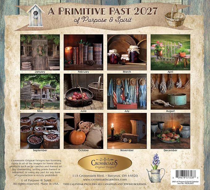 A Primitive Past (Of Purpose & Spirit) 2027 Wall Calendar, USA Printed, 13 x 23.5 Inches