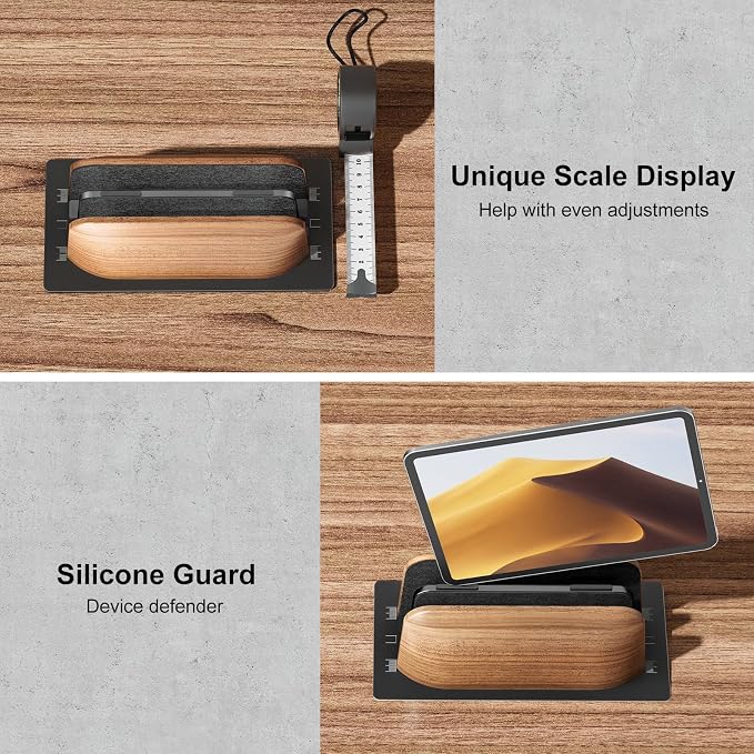 UPERGO Vertical Laptop Stand Holder, Wood Headphone Stand, Desk Organizer with Pen Holder