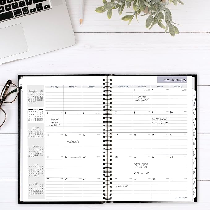 AT-A-GLANCE 2026 Planner, Monthly, 8" x 11-3/4", Large, Hardcover, DayMinder, Black (G470H0026)