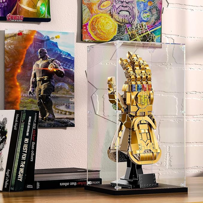 KOLIPI Acrylic Display Case for Collectibles, Clear Box 7.5x6.3x14.2 in | Plexiglass Box for Lego Infinity Gauntlet 76191 Nano Gauntlet 76223, Dustproof Protection, Stable and Stackable