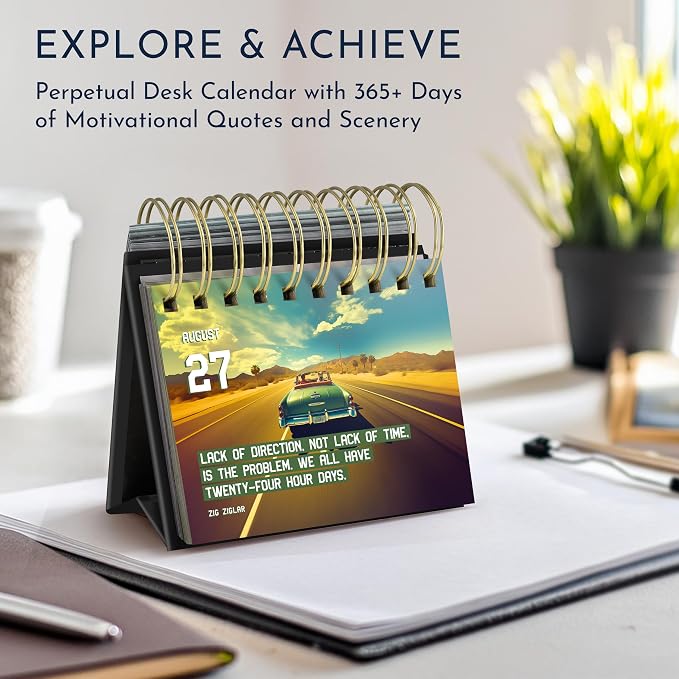 Inspirational Gifts for Men, Motivational Desk Calendar, 366 Daily Quotes | Office Gifts for Men, Perpetual Motivational Flip Calendar, Executive Desk Decor, Daily Leadership Quotes & Mindset