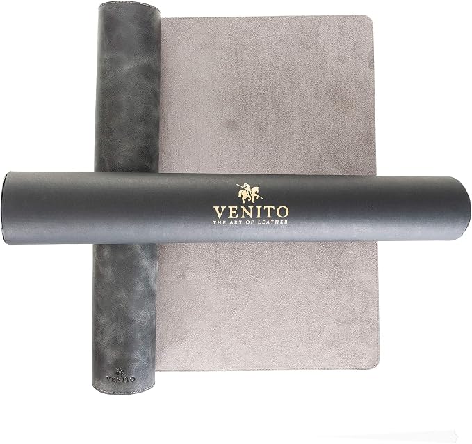 Premium Leather Desk Mat (36 X 19 inch) - Large Computer Desk Mat for Home Office Accessories (Faded Gray)*