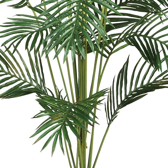 Nearly Natural 7 ft Artificial Paradise Palm Tree with Nursery Pot | 21 Feathery Fronds, Realistic Fake Leaves, Includes Black Nursery Planter, Stately Decor for Indoor Home or Office spaces