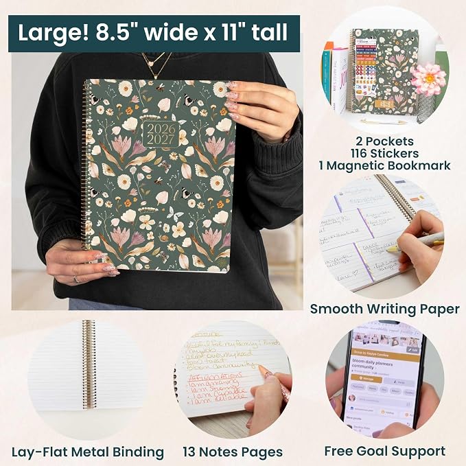 bloom daily planners 2026-2027 Planner (8.5” x 11") 13 Month Academic Year Organizer (July 2026 - July 2027) - Weekly & Monthly Agenda Book with Stickers & Tabs - Butterfly Garden