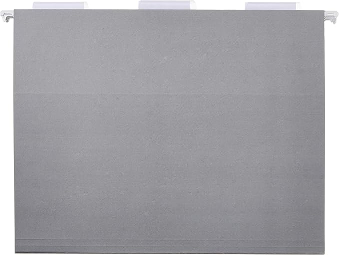 Amazon Basics Hanging File Folders with Adjustable Tabs for Document Organization, Letter Size, Gray, 25-Pack