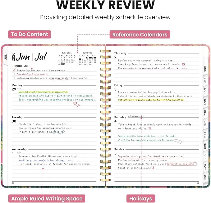ZOTIA Planner 2026-2027 Weekly & Monthly Calendar Planner Jul 2026-Jun 2027