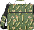 Aslsiy Zipper Binder Bag for Girls Boys Pink Bows Pickle Cucumber (11) 1.5 inch 3-Ring Binder Organizer with Shoulder Strap for School Office Supplies