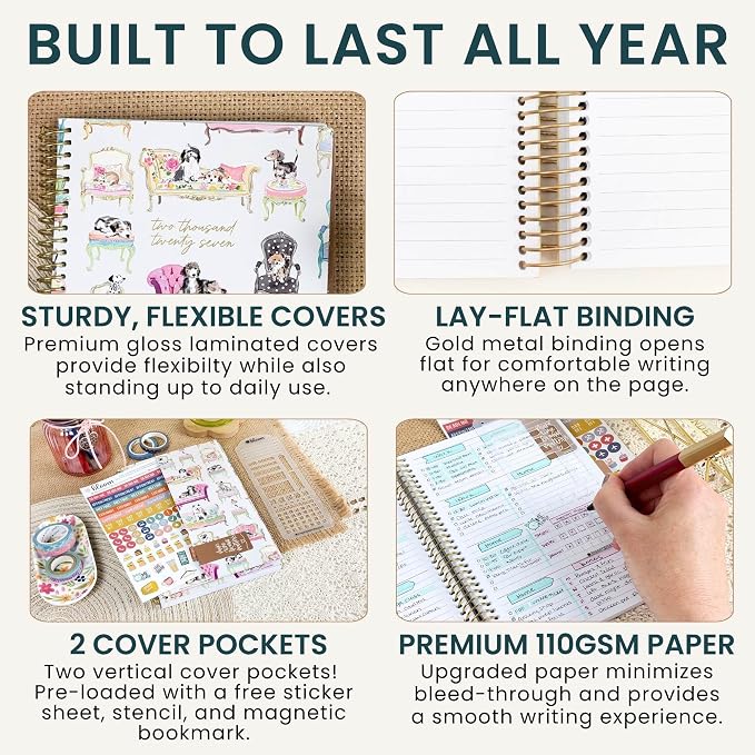 bloom daily planners 2027 Planner (January - December 2027) - Weekly & Monthly Softcover Planner for Women - Calendar Year Inspirational Agenda Book with Stickers - 5.5" x 8.25" - Sit. Stay. Plan.