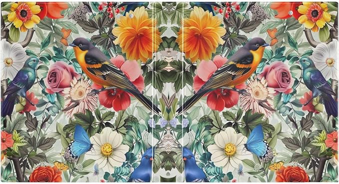Flower with Colorful Birds 3-Ring Binder 1.5 Inch 2 Pack Round Ring Binder Holds 200 Sheets with 3 Inside Pockets for Office Home Organization