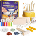 National Geographic Pottery Wheel Refill Kit with 2 Lbs. Air-Dry Clay | 2 Lbs. Air-Dry Clay, 30 Pottery Tools and Accessories, Gemstone Chips, 7 Paints, Sculpting Supplies, Creative Craft