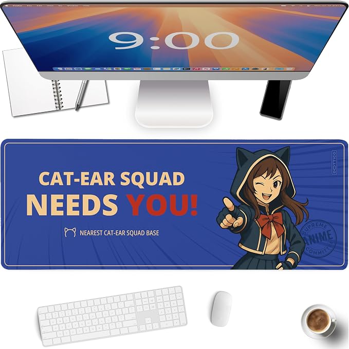 XL Anime Gaming Mouse Pad – Large Japanese Art Desk Mat for Keyboard & Mouse – Non-Slip Water-Resistant Surface, Stitched Edges – 31.5x11.8 in (X-Large Anime)