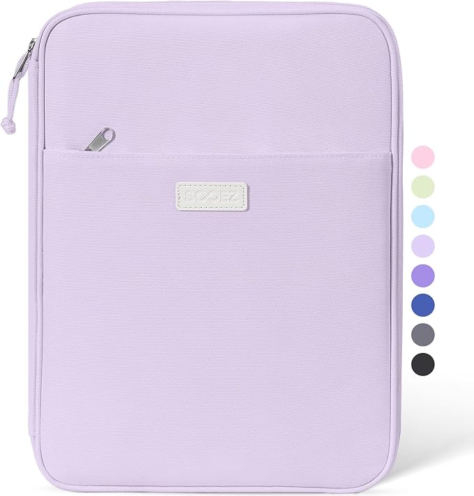 Sooez Zipper Binder Bag, 1 Inch Binders 3 Ring O-Ring, 5-Tab Divider Folder | Expanding File Folder, 500-Sheet Capacity Three Ring Binder, Cute Organizer Storage Student School Classroom Supplies, Purple