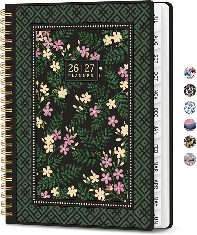 ZOTIA Academic Planner 2026-2027, Monthly & Weekly Jul 2026-Jun 2027 | Forest Lace, 6.3" x 8.5" Calendar Planner for Women, Hardcover Pretty Organizer for Women, School Office Home Supplies