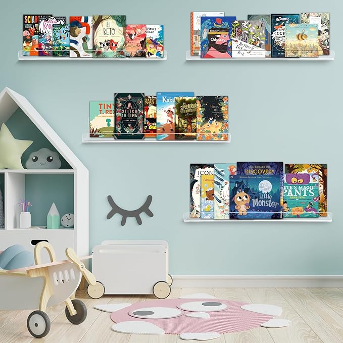 Dezzer 10 Pack Acrylic Shelves for Wall, 15" Clear Acrylic Floating Shelves for Bathroom Bedroom, Invisible Bookshelf Wall Ledge Storage Shelf Books Perfume Toys Action Figure Display Shelves