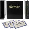 Business Records Corporate Kit (Black) - Binder, Slipcase, Minutes & Bylaws, Stock Certificates with Stubs & Customizable Index Tabs