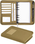 Kosibate Tactical Notebook Padfolio Ring Binders with 45 Sheets,Army Military Notebook Portfolio Binder with Zipper for Tactical Gear and Organizer, Refillable 6-Ring Binder(Khaki,5.5'' x 8.5'')