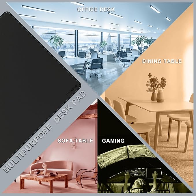 CENNBIE Leather Desk Mat Protector, 59" x 16"Desk Mat on top of desks | Premium Stitched Edges Resist Wear. Waterproof, Non-Slip & Easy To Clean. Protects Desk From Scratches. For Office & Home.
