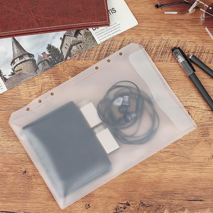 30pcs A5 Binder Pocket no Zipper Clear Budget Planner Inserts Bulk Budget Binder Organizer Cash Envelopes for Budgeting Waterproof PVC Loose Leaf Bags Card Sleeves for 6 Ring Notebook